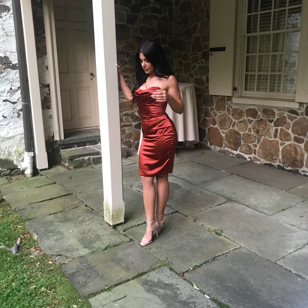 Satin rust dress *NEVER worn*